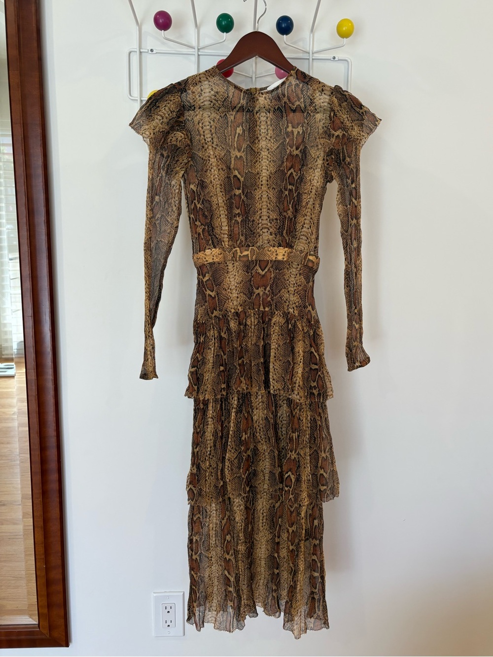 Like New Zimmermann Snake Print Tiered Silk Midi Dress